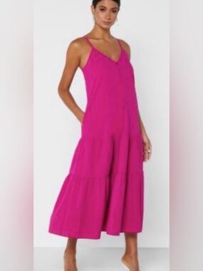 Ted Baker Luann Magenta Festival Beachy Wedding Crepe Oversized Dress Size 6
